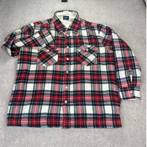 Wrangler Quilted Flannel Shirt Jacket Men Red Plaid Lined Warm Work Western